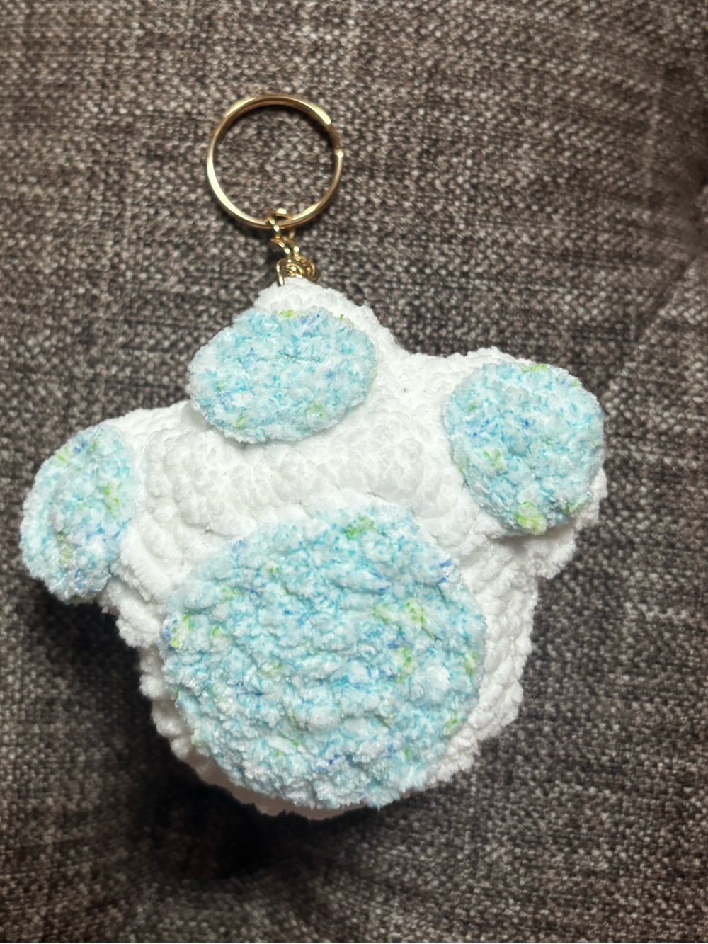 Handmade Crochet Paw Print Keychain | Chenille Yarn | Cute Bag Charm